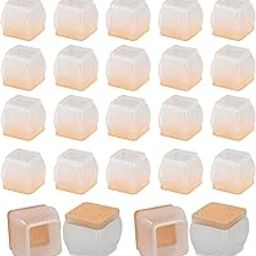 INOVERA (LABEL) 24 Pieces Square Chair Legs Protector's with Furniture Felt Padding for Hardwood Floor's - Silicone Chairs Leg Cap Cover (Transparent)-image-22