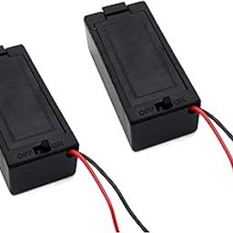 Electronicspices (Pack of 2) 9V Battery Holder with ON Off Switch Black Cover Lead Wires 9V Battery holder-15