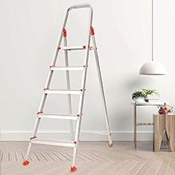 Skywave Luxury Advance Foldable Aluminium Ladder for Home | 5 Year Manufacturer Warranty | Slip Prevention Steps (5 Steps, Orange)-image-8