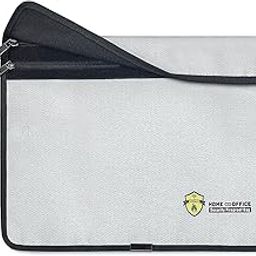 VAZIOYAR Two Pockets Fireproof Document Bag, Security Fireproof Bag,15''x 11'' Security Waterproof File Bag with Zipper, Storage Organizer Money Bag for Valuables, Important Documents, Cash-15