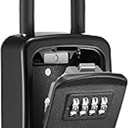 FOLETO Key Lock Box, 4-Digit Combination Key Storage Lockbox, Portable Wall Mounted Security Lockbox for Home, Flats, Realtors Garage Spare Keys-10