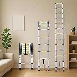 HOUZA 16.5 Ft (5m) Telescoping Aluminium Ladder | 13-Step Soft-Close Extension | Foldable & Multi-Purpose for Home & Outdoor Use | 6-Year Warranty-image-85