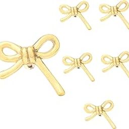 Indian Shelf 6 Pieces Aluminium Gold Bow Drawer Knobs for Kitchen Cabinet Hardware Tie Nursery Door Decorative Kids Dresser Knobs Pulls Premium Vintage-image-76