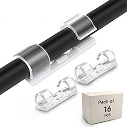 Robustt Cable Organizer Clips - Transparent | Strong Self Adhesive | 16 Pcs | ABS Material | Cord Hook with 3M Foam | Cable Organizer for Desk, Wall, Car, LED Lights, Office Cable Management-15