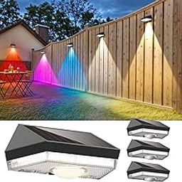 UGDLUCK Solar Fence Lights,Warm White & Cool White & RGB 7Colors ＆ Color Changing Mode IP65 Waterproof Solar Lights Outdoor for Outside/Deck/Patio/Backyard/Wall/Pool/Fence/Railing/Step(4Pack)-image-60