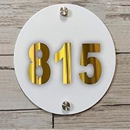 Room Number Plate No 815 | Mirror Gold with White Acrylic Number Plate with Double Side Tape On Backside-picture-3
