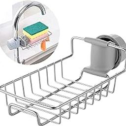 MosQuick Soap, Sponge Holder, Stainless Steel Sink Caddy Organizer,Tap Organiser Clip Storage Rack Practical Home Kitchen Faucet Shelf Snap-on Faucet Rack Drain Rack for Soap, Sponges, Dish Sponge-image-24