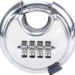 Istara Stainless Steel Disc Padlock with 4 Digit Combination, Keyless Heavy Duty Combination Lock for Outdoor Sheds Fence, Gate Hasps, Storage Unit, School Gym Locker (Silver)-2
