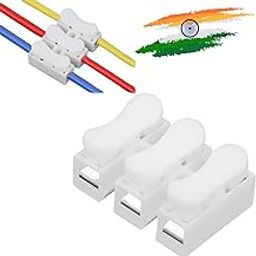 Rossify® 3 Wire Push Quick Connector | 10A 220V 2-Pin Push-in Spring Loaded Electrical Connectors | For Lighting, Electrical & Automotive Wiring | Secure & Durable (25)-20