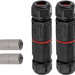 Serplex® 2Pcs Quick Electrical 3 Pin Plug IP68 Indoor/Outdoor Wire Cable Connector - Easy Push In Terminal Block Conductor-12
