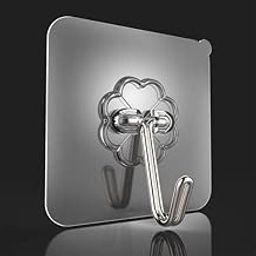 ZICOLA Adhesive Hooks 13.2LB(Max) Heavy Duty Self Adhesive Hooks Transparent Waterproof (Pack of 10)-picture-17