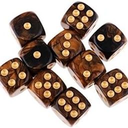 Toy 6x6-sided Game Dice 16mm Dice for Board Games and Teaching Math Black+Golden Accessories & Dice-image-32