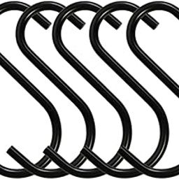(Pack of 15 S Hooks Black Metal S Shaped Utility Hooks for Hanging Pots Plants Bags Towels Heavy Duty Kitchenware Pots Pans Hooks Hanger Holder Large (3.5 Inch, 5mm)-16