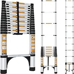 Equal 15 FT Aluminum Folding Telescopic Ladder with 2 Triangle Stabilizers | EN131 Certified with 2 Year Warranty | 150kg Max Capacity | Collapsible Ladder for Home or Outdoor Work (4.4m/15 Step)-image-97