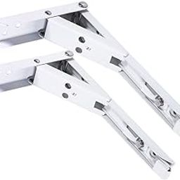 CosmoMart® 2 Pieces Folding Release Catch Wall Shelf Bracket Support F Shaped 8 inches-image-24