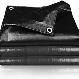 Pathavi Tarpaulin | 15FT X 12FT 120 GSM Tharpai Tadpatri Thadika Tirpal, Extra Strong, Reinforced Eyelets, UV Resistant, 100% Waterproof Virgin (Color - Black, Pack of 1)-image-76