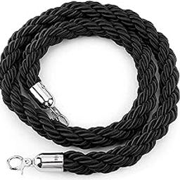 FLOAPA 3/4/5 Feet 1/2/4 Pack Stanchion Hemp Braided Rope with Silver Plated Hooks, Crowd Control Queue Barrier Ropes for Warehouse/Front Lobby/Grand Openings (Color : Black 1, Size : 0.9m/36inch/3ft)-23