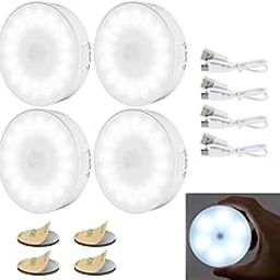 Motion Sensor Light USB Charging Wireless Self Adhesive LED Body Induction Lamp Sensor Light for Wardrobe Lights Sensor, Cupboard, Stairs, Kitchen, Home Pack of 4-71