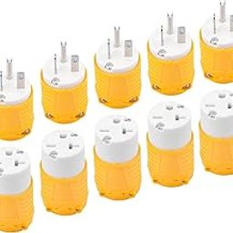 Suplevel - Replacement 6-20P plug and 6-20R replacement connector, set of 5 20 amp replacement connectors, 250 volt extension cord ends, 2 pole, 3 grounding-image-53