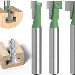 Serplex® 3Pcs Router Bits, Univesal 1/4" Shank Router Bit Set 5/16 & 3/8 & 1/2 inch Diameter Hole Cutter Blade for Wood Hex Bolt T-Track Slotting Milling Cutters Set-16