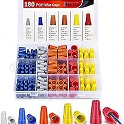 180 PCS Wire Connectors Twist Electrical Wire Connectors with Spring | Portable Wire Caps for Quick Connection, Twist Splice Screw Caps Assortment, 5 Diffrent Size of Caps Wire Connection Screw-18