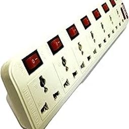 Skeisy New Ext-7+7-Socket Power Strip with led Indicator,Universal Multi-Plug Extension Board, 3 mtr Longe Wire, Overload Fuse (multiplug,multiuse)-89