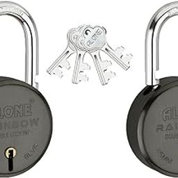 Alone Rainbow 65mm 2 Padlocks 4 Same Keys Double Locking | Padlocks for Home Lock and Key Black Matt Antique Lacquer Caoted Rust Free (Pack of 2)-image-74
