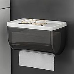 HOKIPO® Magic Sticker Series Toilet Paper Holder in Bathroom - 100% Waterproof with Mobile Stand - for Both Tissue Roll up to 8 inches and Facial Tissues. (Model - AR2605)-image-95