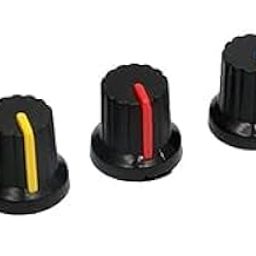SP Electron Pack of 25 Pcs 6mm Shaft Rotary Volume Control Plastic Potentiometer Knob Hole Dia Threaded Knurled Potentiometer Knobs Caps (5Pcs Each)-image-30