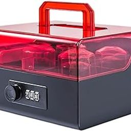 LR Decor E-Shop Seal Storage Case with Transparent Flip Cover Professional Stamper Organizer Black Red-21