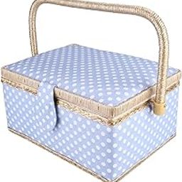 Generic Sewing Kit Basket, Double-Layer Decorative Sewing Basket Large Capacity with Magnetic Button for Outdoor'-16