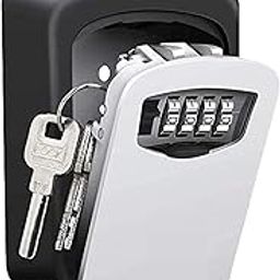 Bliss Times Key Lock Box - Wall Mounted 4 Digit Combination Lock Box for House Key Weatherproof Safe Security Key Storage Lock Box Keys Holder Wall Mounted with Code Password Security Lock for House-16