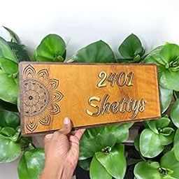 House Nameplate - Rectangle shape - Gold and Black - Mandella Golden Brushed Printed Name Plate Use of Door Name Plate (Gold, 16 * 6.6 inch)-picture-16