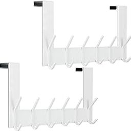 WEBI Over The Door Hook White,Over The Door Towel Rack,Over Door Hanger,Door Coat Hanger,Towel Hanger Over The Door Coat Rack for Hanging Clothes,Towels,Back of Bathroom,2 Packs-image-43