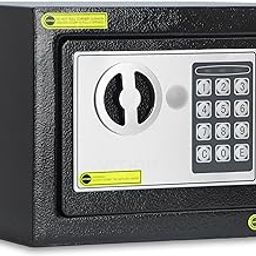 VITION Mini Safe Box, Digital Security Locker with Key for Passports Cash Money Jewelry Watches Suitable for Home Office Travel (Black)-image-76