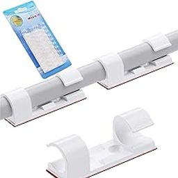MAPPERZ 20 Pieces Self Adhesive White Cable Clips/Wire Manage Holder Sticky Mount/Round Plastic Cable Cord Management Clips for TV, Home, Office, Wall, Cubicle, Desk, Car-image-33
