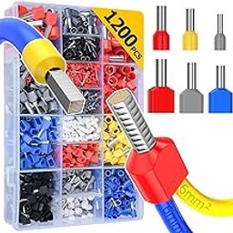 Serplex® 1200Pcs Wire Ferrules Terminals Kit, 900Pcs Single Terminal Connectors and 300Pcs Double Wire Terminals Insulated & Non-insulated Wire Ferrules Connectors for Electricity, Industrial-image-29
