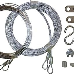 Garage Door Cable Replacement Kit - Two 3/32 inch x 14 foot Long and Two 1/8 inch x 13 foot long Galvanized Aircraft Cables. Complete with 4 Cables and 10 Fasteners to Fix Your Overhead Sectional Door-16