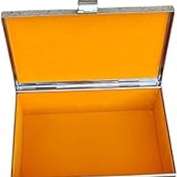 GinoSet® Stainless Steel Storage Box, Cash Box, Pooja Peti, Organizer, Vanity Storage Box, Jewellery Safe Bank Locker, Cash Box With Handicrafts Digital Meena Kari Design (Yellow, 9 Inch)-3