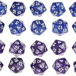 ATORSE Toy 20 Pieces 20 Sided Dice D20 Playing D&D RPG Party Games Dices Blue + Purple-Toys & Hobbies-Games-Board & Traditional Games-Contemporary Manufacture-image-67