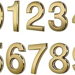 10 Pack Door Numbers 0-9, 2-3/4in Address Number Stickers for Mailbox/Apartment/Outdoor, Gold Shining, by Hopewan (2.75" 10 Pack (0-9), Brass)-image-80