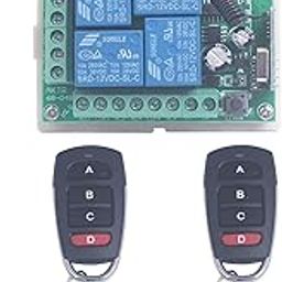 12V 4 Channel Wireless Remote Control Switch Transmitter Receiver Momentary Toggle Switch 433MHz Garage Door Motor Window Openr Parts (2X Control 433MHz)-image-17