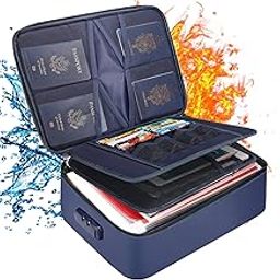 DocSafe File Organizer Bag with Lock,Fireproof Document Organizer Bag with Water-Resistant Zipper,3-Layer Portable Travel Home Office Filing Storage Safe Bag for Laptop,Files,Cash,Certificates,Blue-18