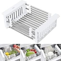 Lipka Adjustable Sliding Vegetable Basket for Kitchen Sinks | Stainless Steel Retractable Kitchen Dish Dryer/Rack Sink Basket | Expandable Upto 50cm | Strainer for Vegetables, Utensils, Fruits-picture-23