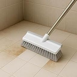 VENTADEL Bathroom Cleaning Brush with Wiper Upgraded 2 in 1 Tiles Brush Bathroom Brush with Long Handle 180° Rotate Bathroom Floor Cleaning Brush-image-2