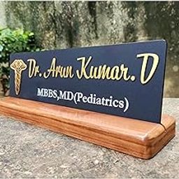 CARVEGLOW® Matt Black & Gold Acrylic 3D Desktop/Table Nameplate (30cm x 9cm) with Wooden Stand For Office | Home | Doctor | Lawyer | Table Nameplate/Tabletop Nameplate for Professional-image-52