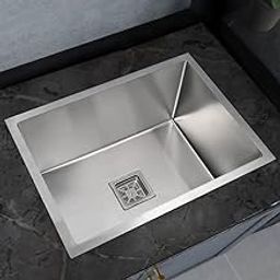 Goonj Premium Stainless Steel Handmade Kitchen Sink Single Bowl Modern Design with Square Drain Cover | Rust Resistant Undermount Sink for Home (24 * 18)-image-50