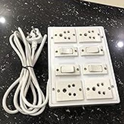 4 Switch 4 Socket Extension Board with, White, 3 Pin Power Strip with Power Cord-18