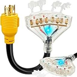 WYM world - 30 Amp to 20 Amp 110 Generator RV Electrical Wires, NEMA L14-30P to 4X 5-15R/5-20R, Generator Distribution Adapter, 4 Prong 30 Amp to 15 Amp/20-image-38