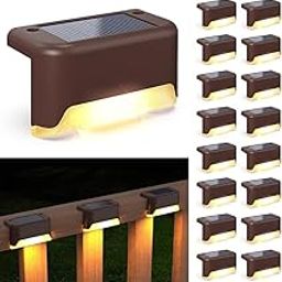 Solar Deck Lights 16 Pcs, Solar Step Lights Outdoor Waterproof Led Solar Fence Lamp for Patio, Stairs,Garden Pathway, Step and Fences(Warm White)-image-49